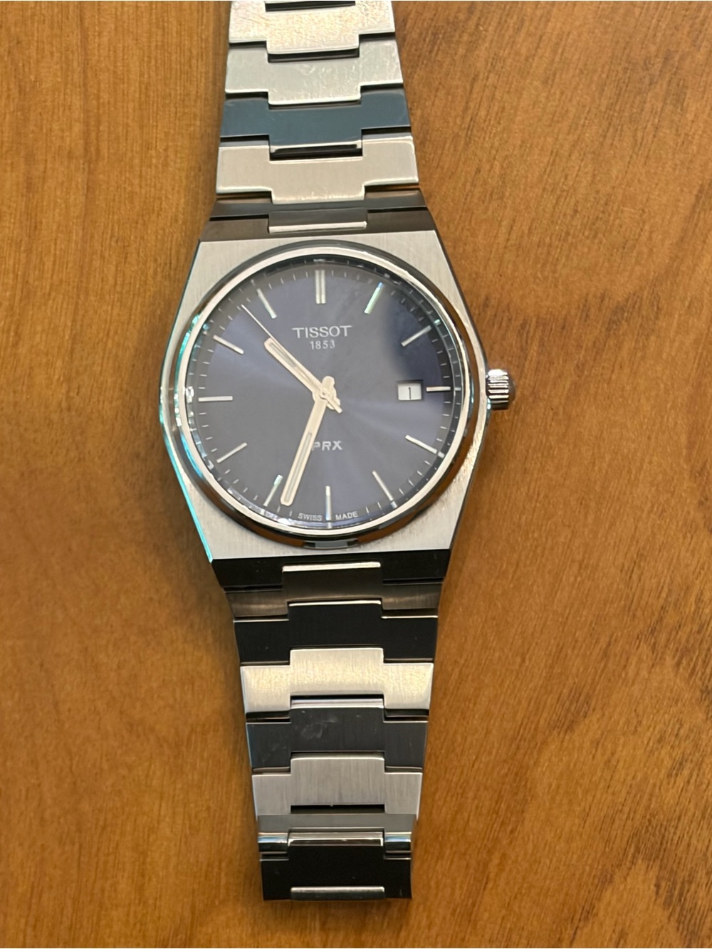 Tissot PRX Silver Stainless Steel Watch with Blue Dial